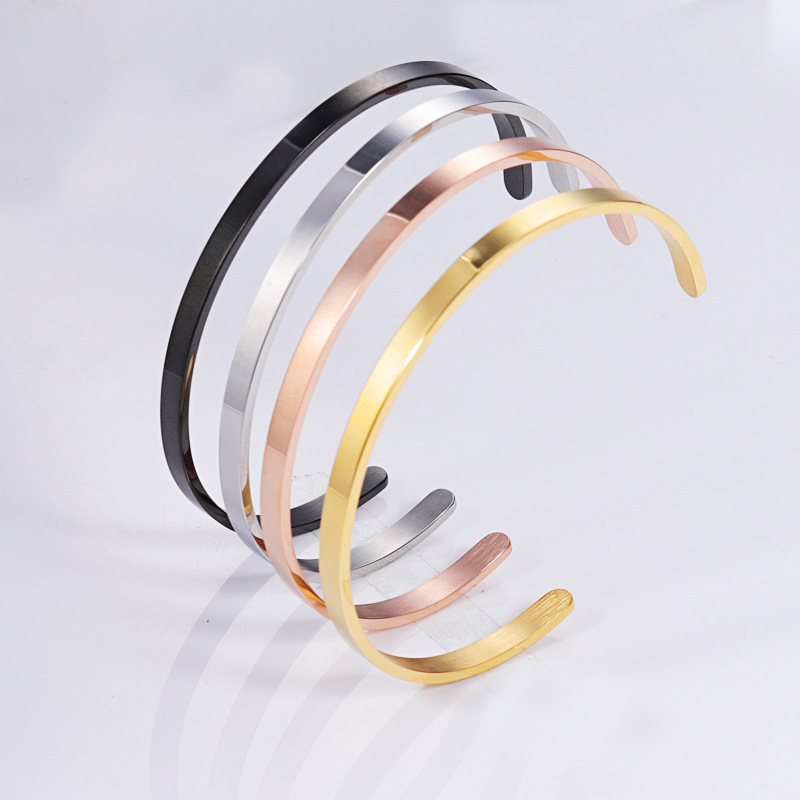 Custom stainless steel open cuff bangle bracelet DIY bracelet blanks wholesale for women