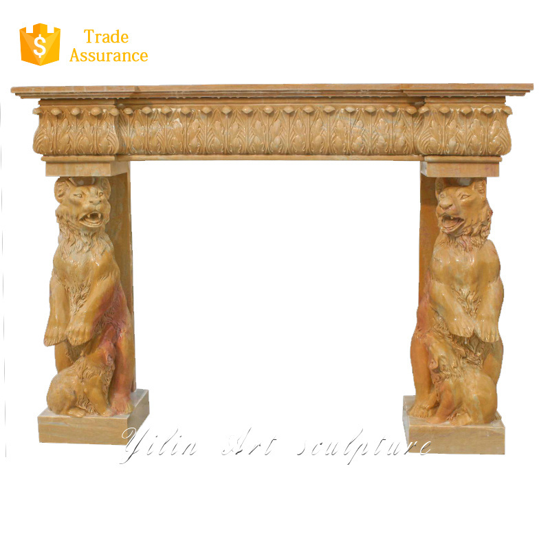 China stone marble bioethanol fireplace with flower pattern