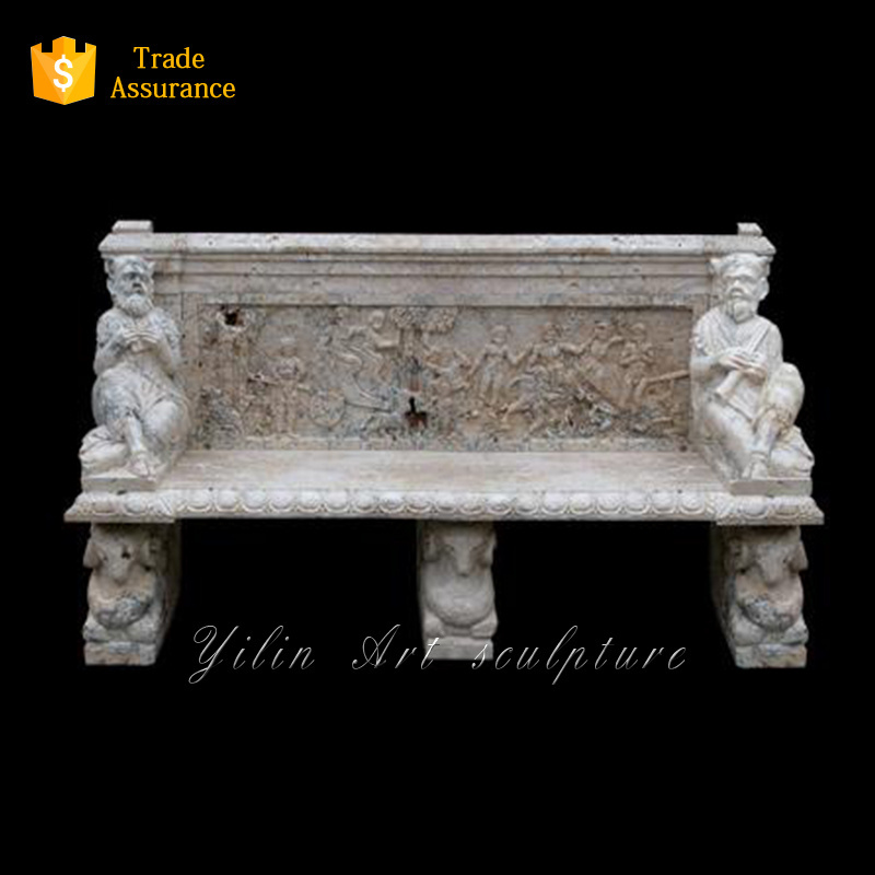 Outdoor  White Marble Stone Park Bench For Sale