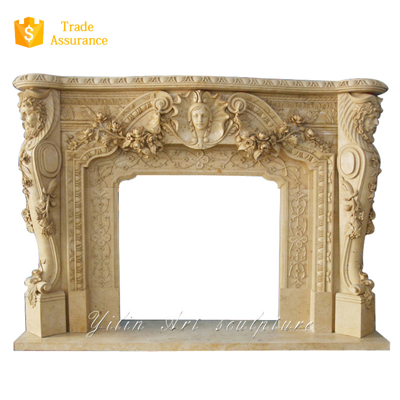 China stone marble bioethanol fireplace with flower pattern