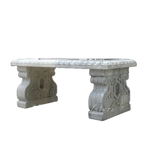 Outdoor  White Marble Stone Park Bench For Sale