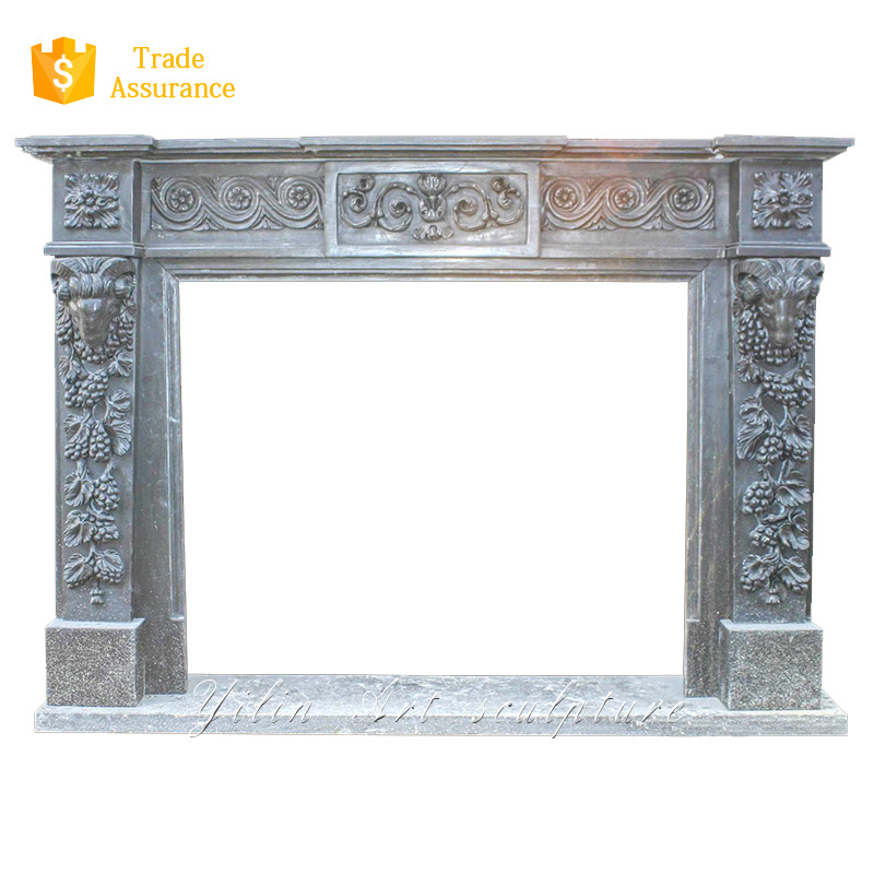 China stone marble bioethanol fireplace with flower pattern