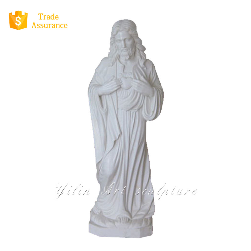 Marble Sculpture White Life Size Stone Statues Of Jesus For Church YL-R452