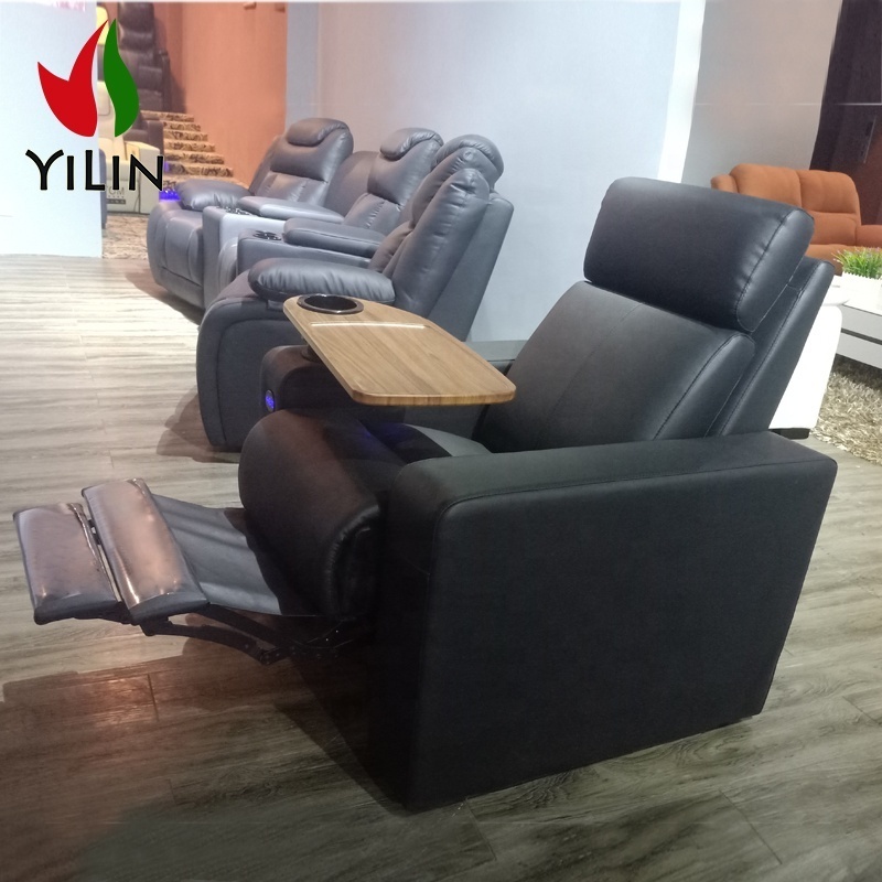 R674 Black Decoro Leather Chair Home Cinema Recliner Sofa With 3 Seater Home Theater Recliner  Furniture Sofa