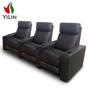 R674 Black Decoro Leather Chair Home Cinema Recliner Sofa With 3 Seater Home Theater Recliner  Furniture Sofa