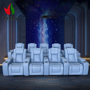 Luxury Real Leather Cinema Sofa Movie Theatre Chairs Electric Recline Sofa Set Straight Shape Theater Furniture