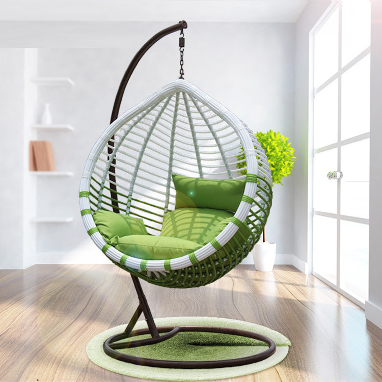 High Quality Modern garden furniture patio rattan swing chair hanging egg chair with metal bracket Sofa Rattan Hang Basket