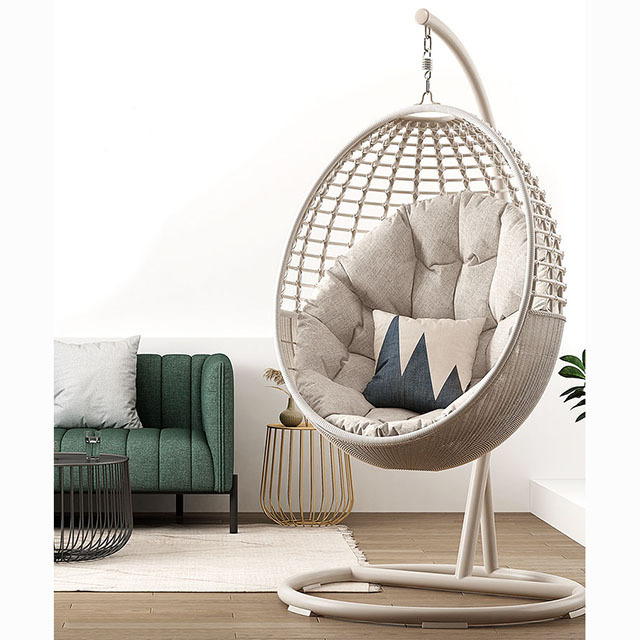 High Quality Modern garden furniture patio rattan swing chair hanging egg chair with metal bracket Sofa Rattan Hang Basket