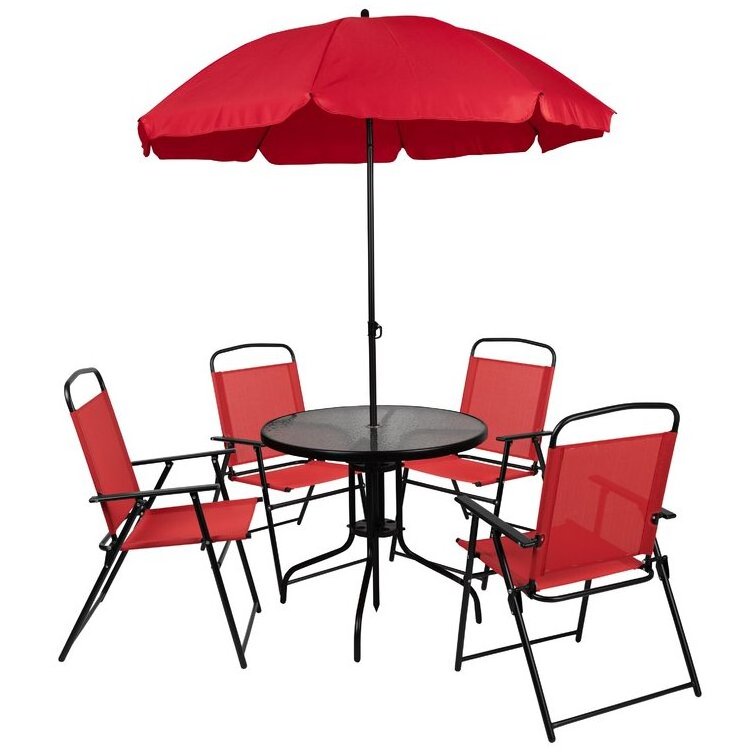 YILIN Factory Wholesale Commercial Dining Table Chairs Set Backyard Outdoor Furniture Set with Umbrella All Weather Restaurant