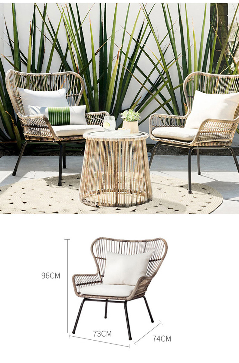 All-weather Rattan Outdoor Furniture Patio Chairs Garden Rattan Wicker Chairs Rope weaving lounge chair