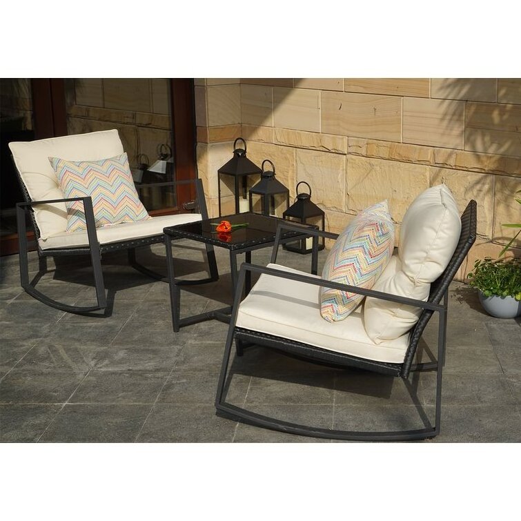 YILIN Best Design All - Weather Wicker Water Resistant UV Rays Balcony Rocking Chairs Set