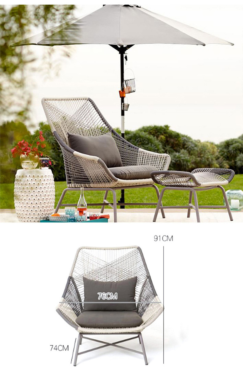 All-weather Rattan Outdoor Furniture Patio Chairs Garden Rattan Wicker Chairs Rope weaving lounge chair