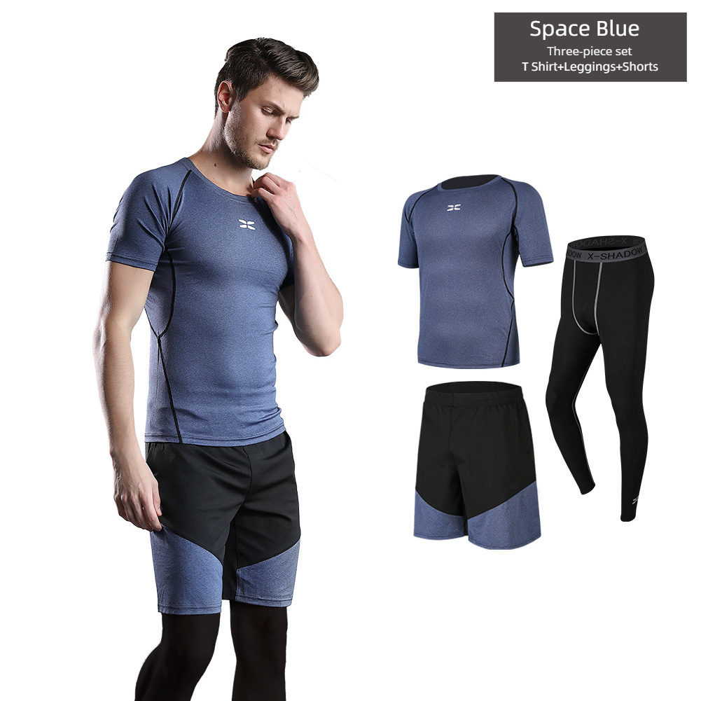 Wholesale 3-piece set men quick dry training wear set gym clothes running suits breathable running wear sport suit for man