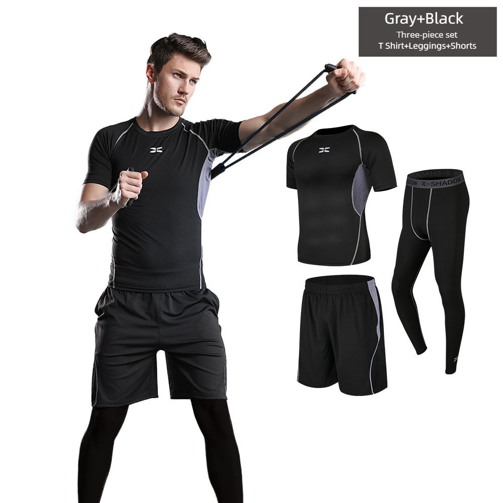 Wholesale 3-piece set men quick dry training wear set gym clothes running suits breathable running wear sport suit for man