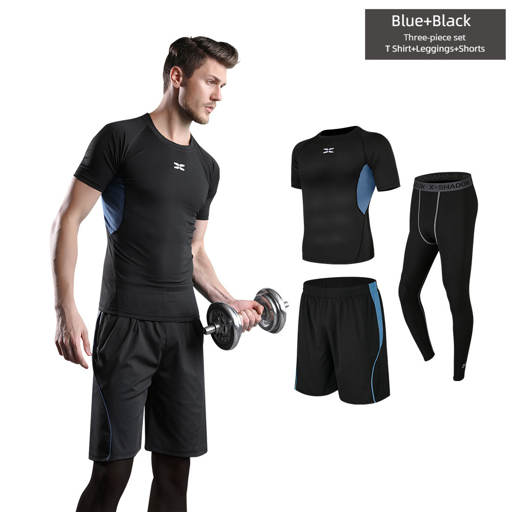 Wholesale 3-piece set men quick dry training wear set gym clothes running suits breathable running wear sport suit for man