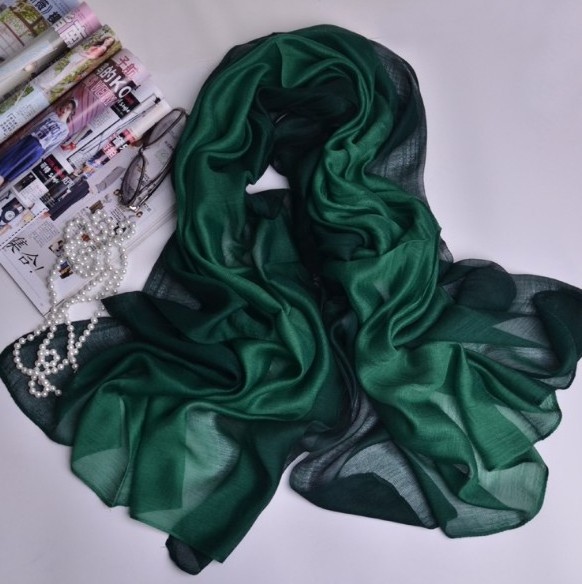 Fashion dye ombre women silk with cotton scarves real silk scarf