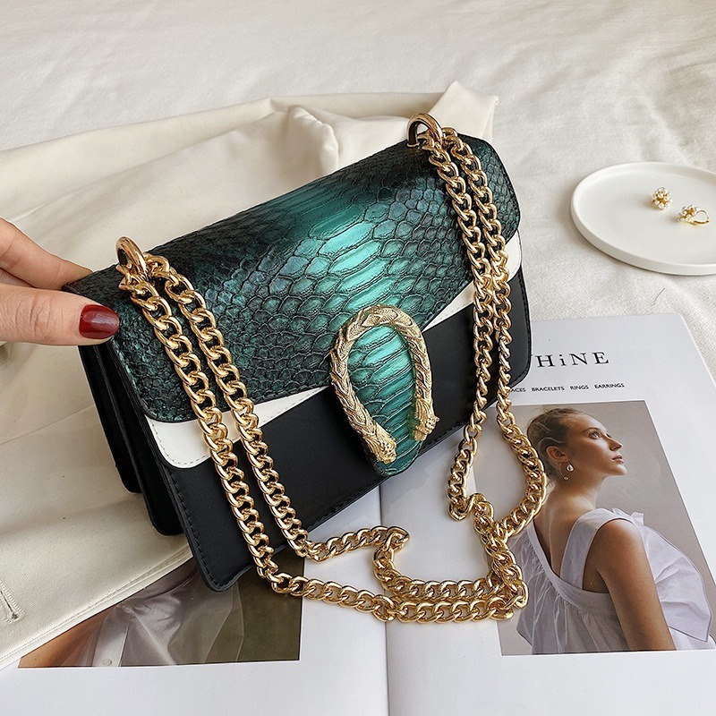 2022 Luxury Alligator Chains Crossbody Shoulder Bags Women  PU Snake Skin Ladies Purses Girl Messenger Bag Handbags