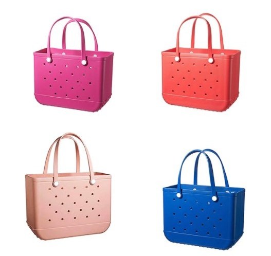 Wholesale Women Beach Waterproof Tote Bags Custom Logo Summer Rubber Totes Bag Large Fashion Eva Plastic Silicone Bag With Holes