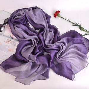 Fashion dye ombre women silk with cotton scarves real silk scarf