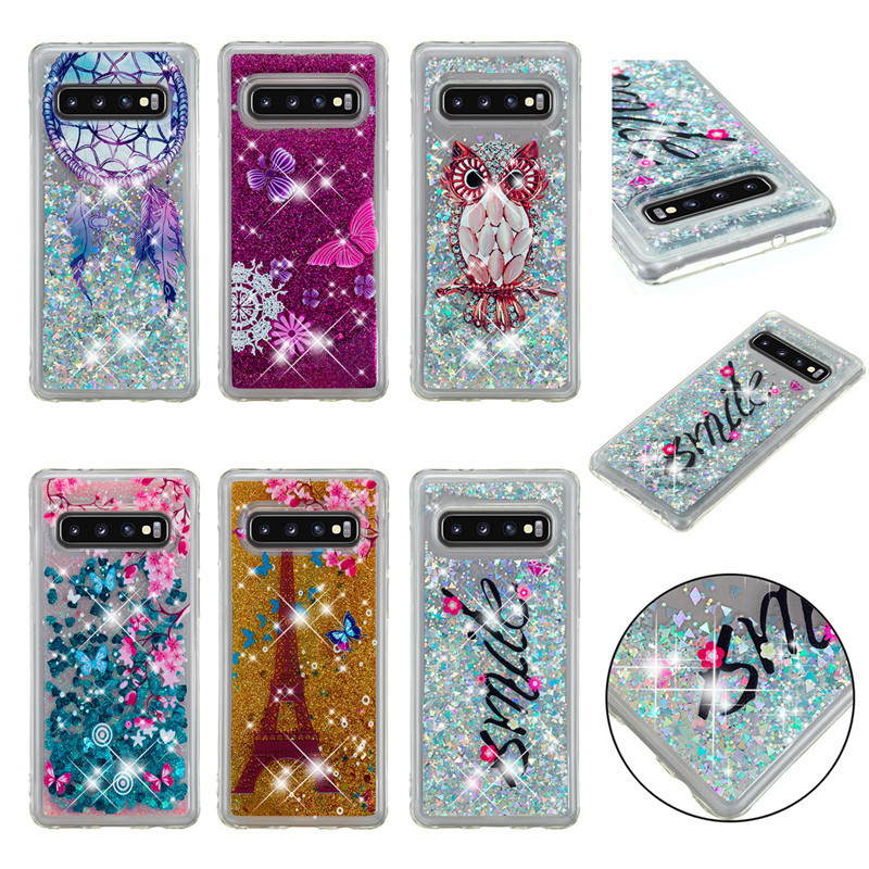 3D Flowing Glitter Quicksand Liquid Tpu Mobile Cell Phone Case Cover Back Holder for Samsung S10,S10+/s10Plus,S10e/s10lite