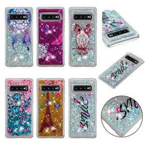 3D Flowing Glitter Quicksand Liquid Tpu Mobile Cell Phone Case Cover Back Holder for Samsung S10,S10+/s10Plus,S10e/s10lite