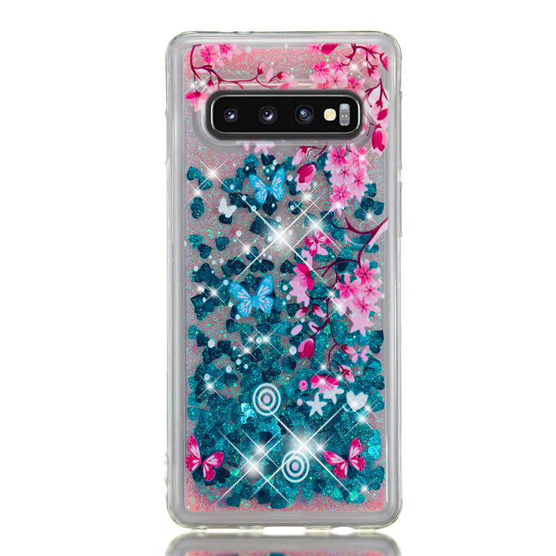 3D Flowing Glitter Quicksand Liquid Tpu Mobile Cell Phone Case Cover Back Holder for Samsung S10,S10+/s10Plus,S10e/s10lite