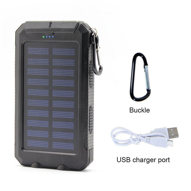 Solar Power Bank 30000 mAh Portable Dual USB 2 LED Lights External Battery Charger