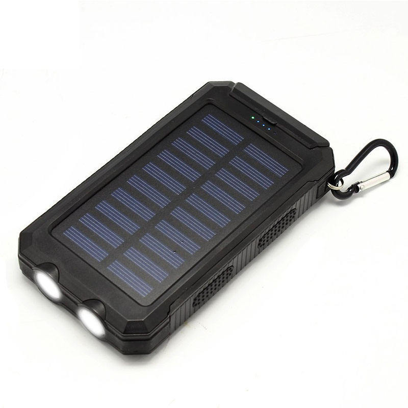 Solar Power Bank 30000 mAh Portable Dual USB 2 LED Lights External Battery Charger