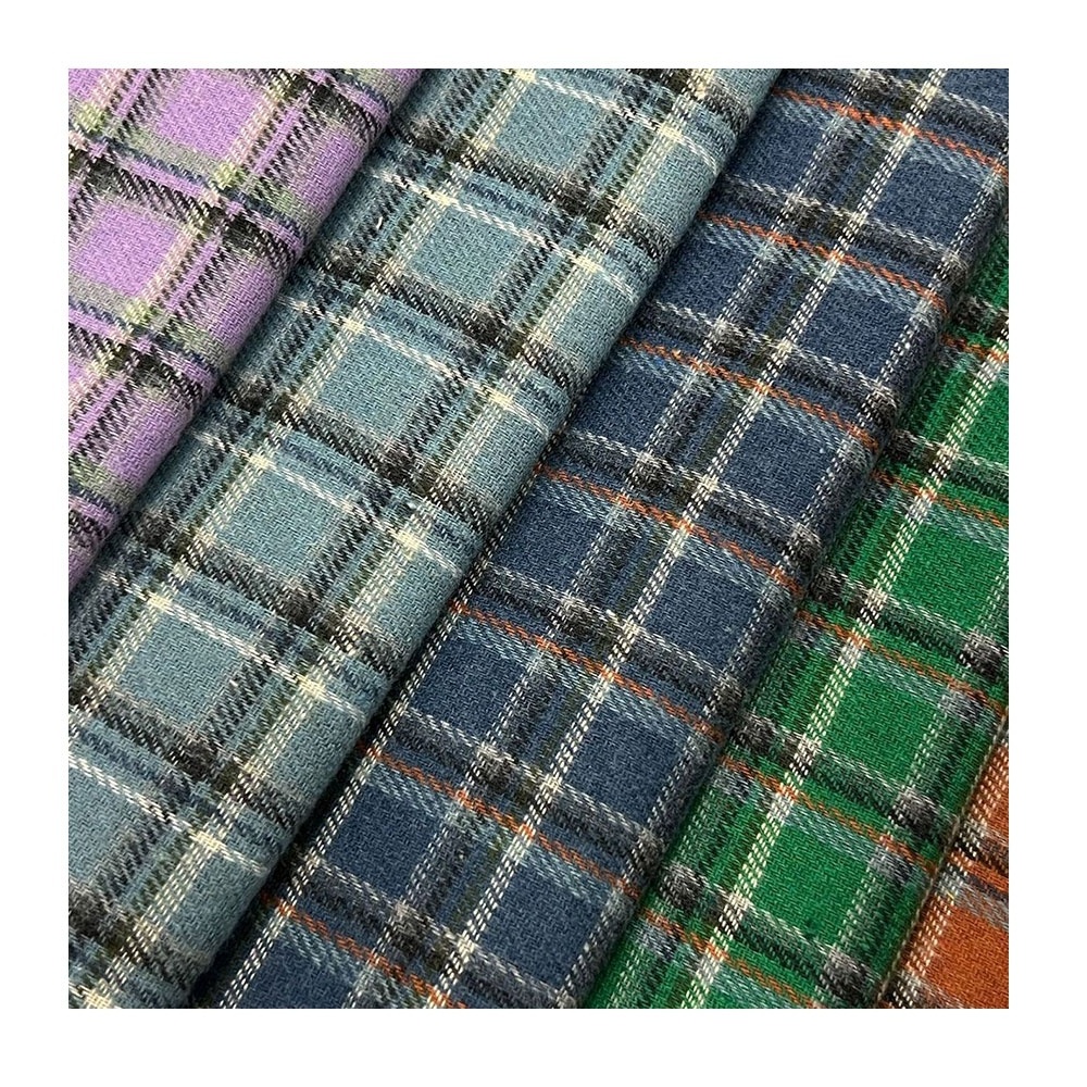 200gsm thick 60% cotton 40% polyester woven plaid check CVC brushed yarn dyed flannel fabric for jacket