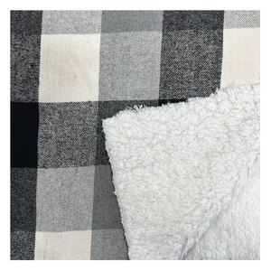 7S CVC yarn dyed flannel brushed check yarn dyed compound fabric knitted fabric composite bonded fleece fabric for jacket