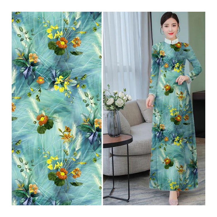 30S 32S 45S 3D effect 100 floral  digital rayon printed viscose rayon fabric woven spun rayon challis fabric kain manufacturers