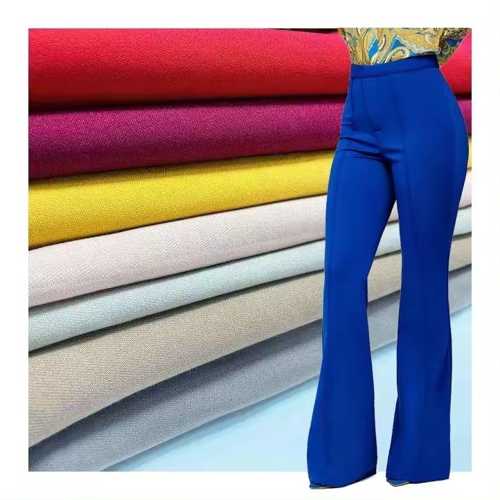 Plain Solid Dyed Woven 240 gsm Viscose Nylon Spandex Tecido Stretch NR Bengaline Dyeing Pants Fabric