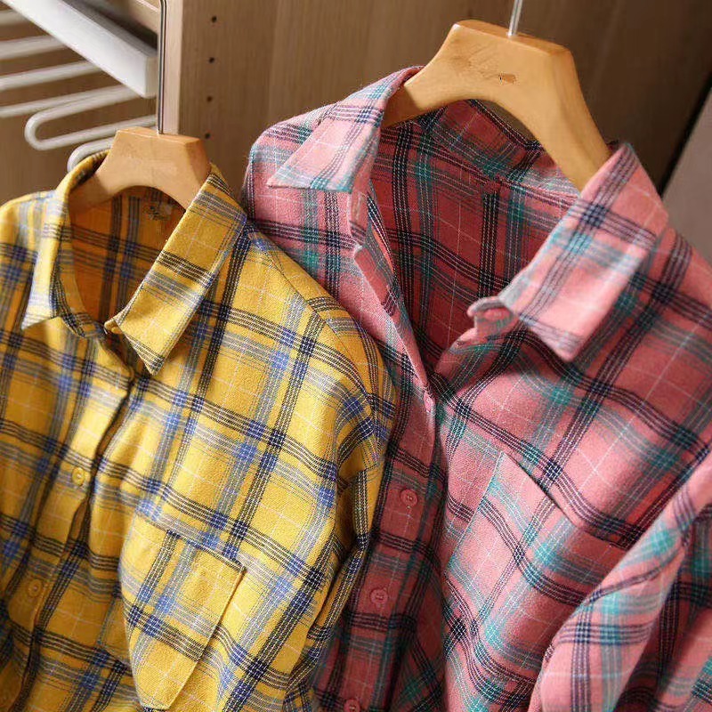 Woven CVC Yarn dyed twill Brushed check fabric check plaid egyptian cotton shirt fabric for Mexico clothing