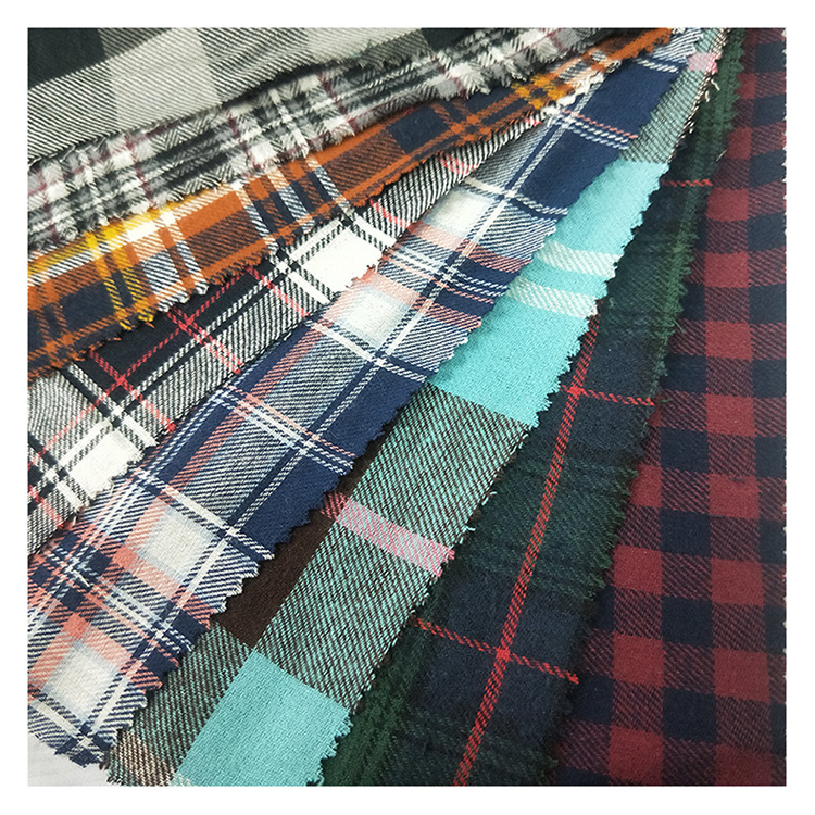 stock lot soft cotton yard dyed check shirt fabric cvc yarn dyed flannel fabric for sleepwear