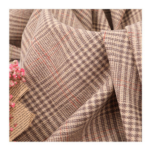 Wholesale cheap plaid polyester check coat fabric women/men winter coats fabric stock