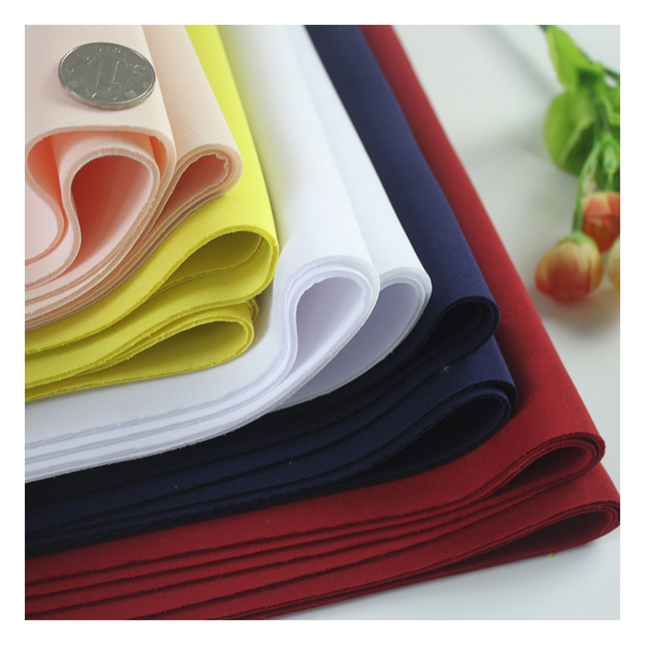 High quality professional anti-static plain dyed polyester sandwich scuba knit fabric