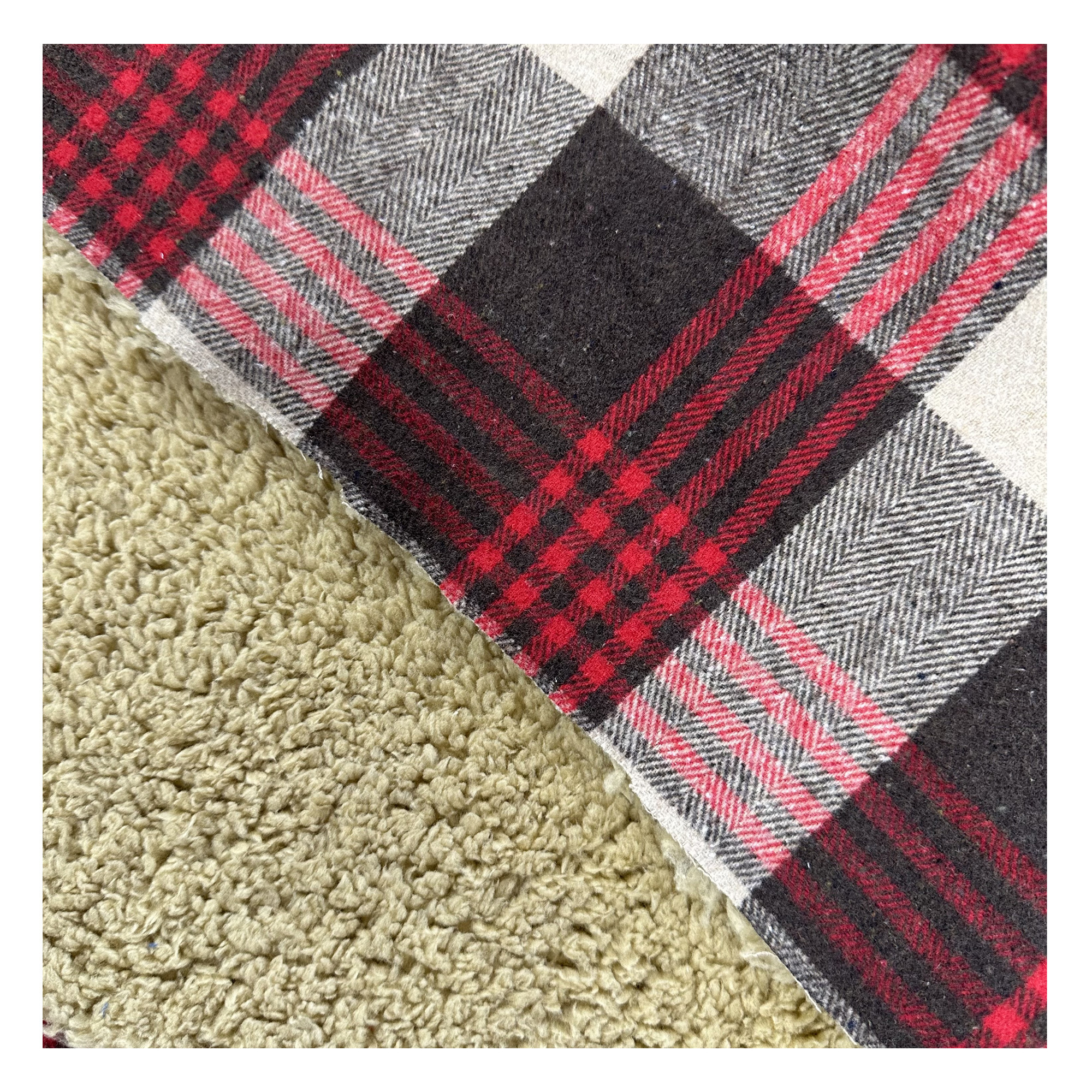 7S CVC yarn dyed flannel brushed check yarn dyed compound fabric knitted fabric composite bonded fleece fabric for jacket