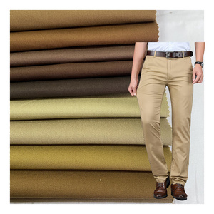 Custom peach skin 97% cotton 3%spandex  twill fabric 240gsm 32*16+70D cotton twill stretch cargo pants fabric