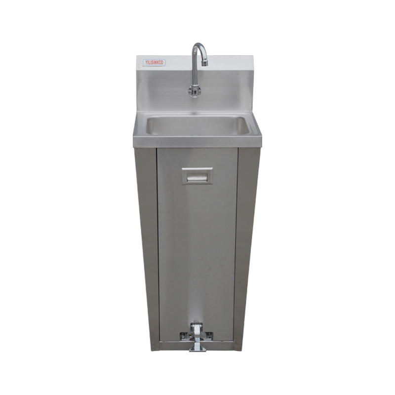 Portable and autonomous Free standing Stainless steel Foot operated hand wash washbasin sink