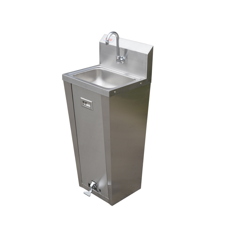 Portable and autonomous Free standing Stainless steel Foot operated hand wash washbasin sink