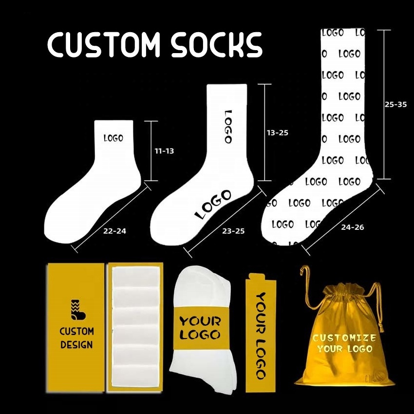 Custom Socks Design Own Logo Crew Socks No Minimum Order Private Your Label Bamboo Cotton Black Man Sport Sock Elite calcetines