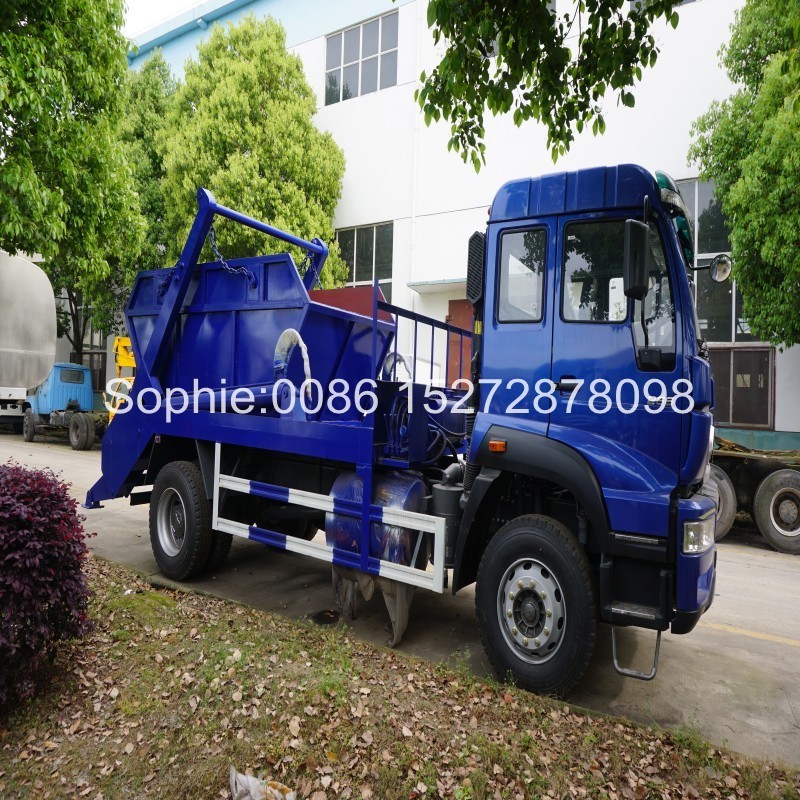 HOWO 4x2 4x4 RHD 8cbm Swept Body Refuse Collector Skip Loader Garbage Truck