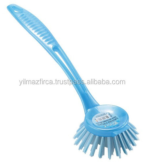 2024 Hot Selling Plastic Round Cheap Dish Washing Brush with Stand Kitchen Cleaning Scrub Brush