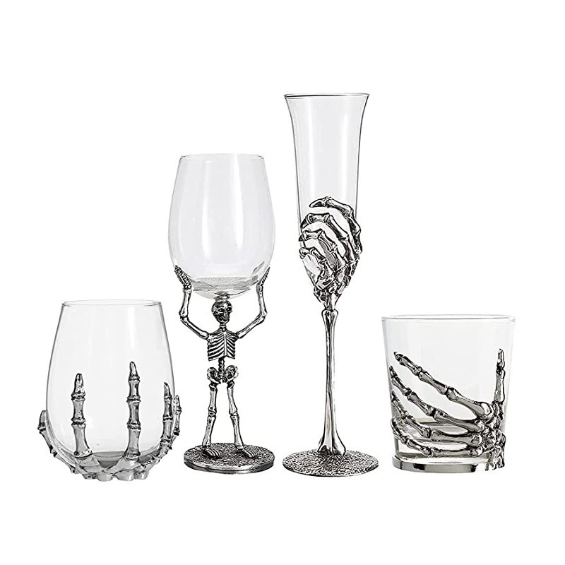 Custom Metal Skeleton  Hand  Wine Glasses Party Halloween Wine Glasses Wholesale