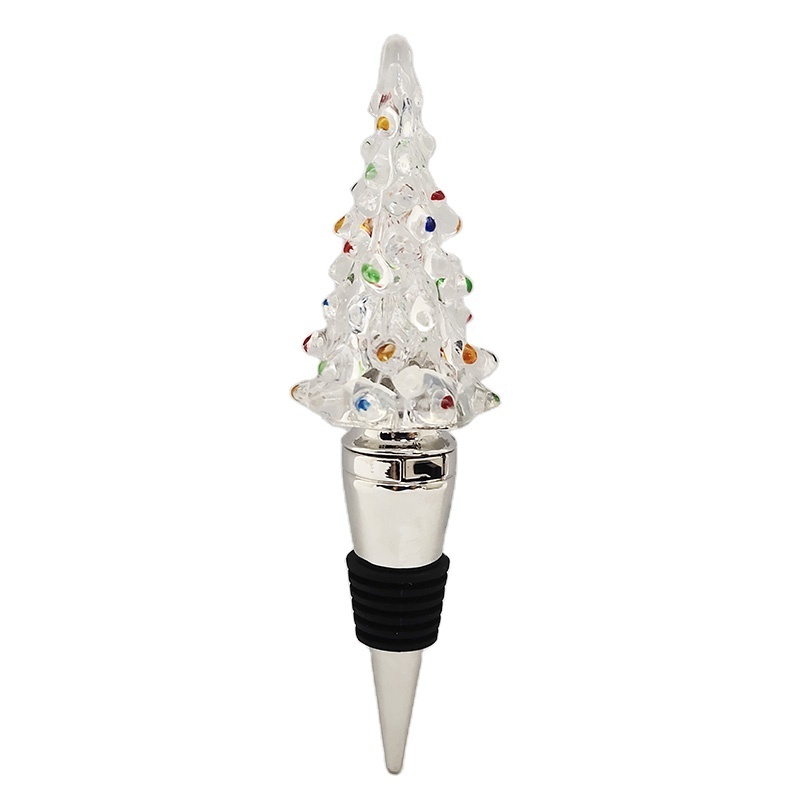 Christmas decorative  acrylic tree with metal base lighted up wine stopper