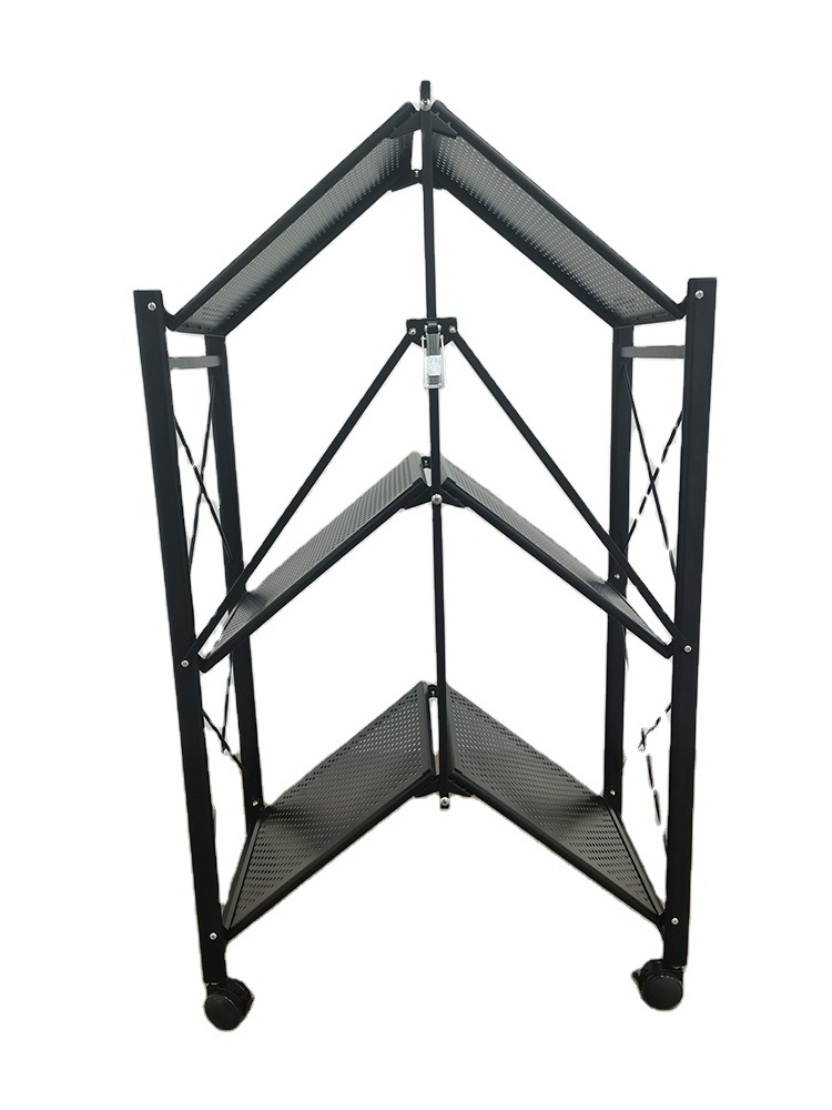 Foldable Metal Storage Shelves Floor-to-Ceiling Balcony Kitchen Holders & Racks for Food Storage No Installation Required