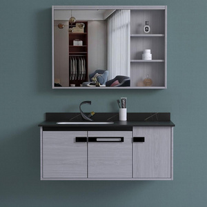 100CM Luxury Vanity Cabinet And Sink Modern Design Artificial Stone Material Wood Bathroom Furniture