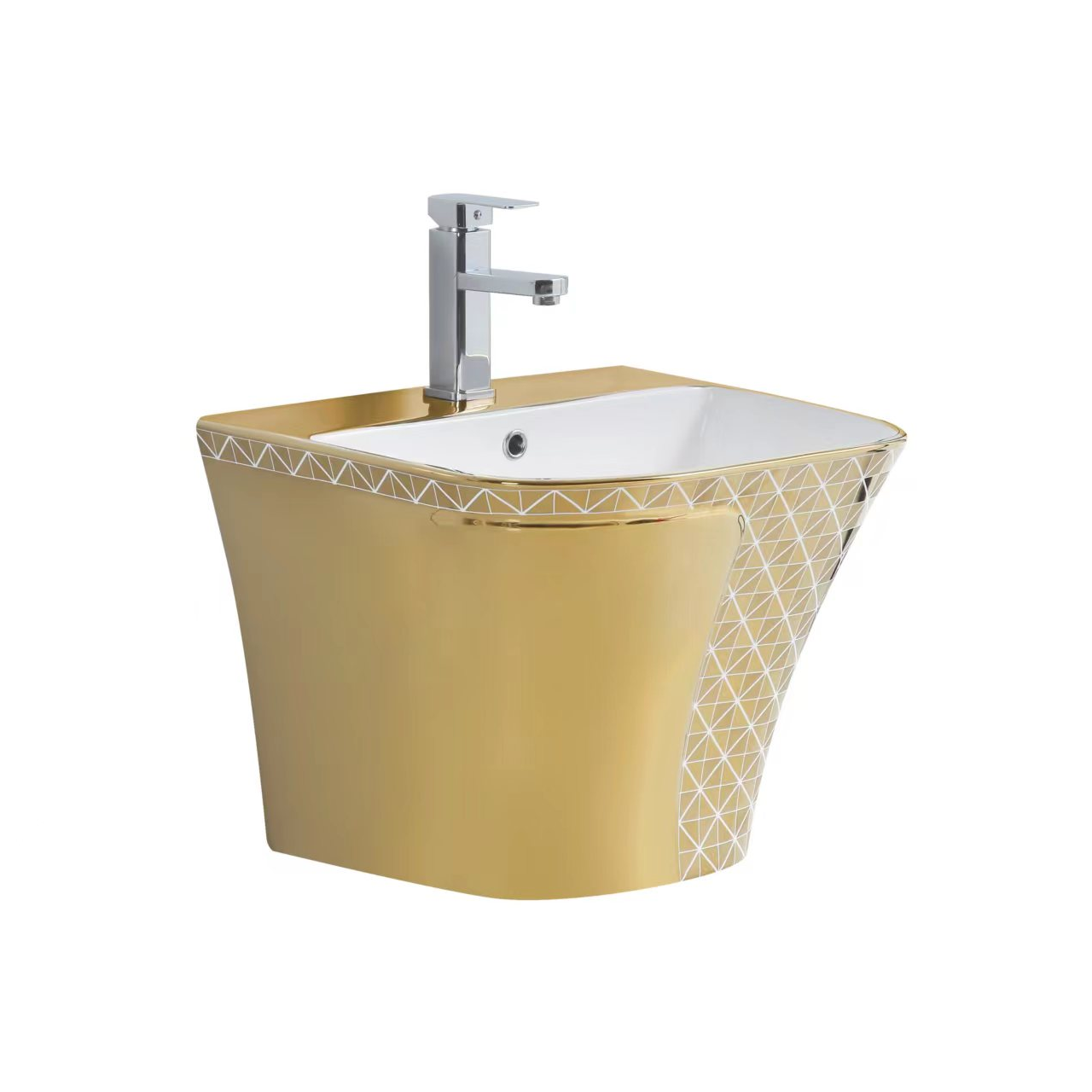 Royal style custom logo porcelain vessel luxury gold wall mounted sink wash basin in bulk