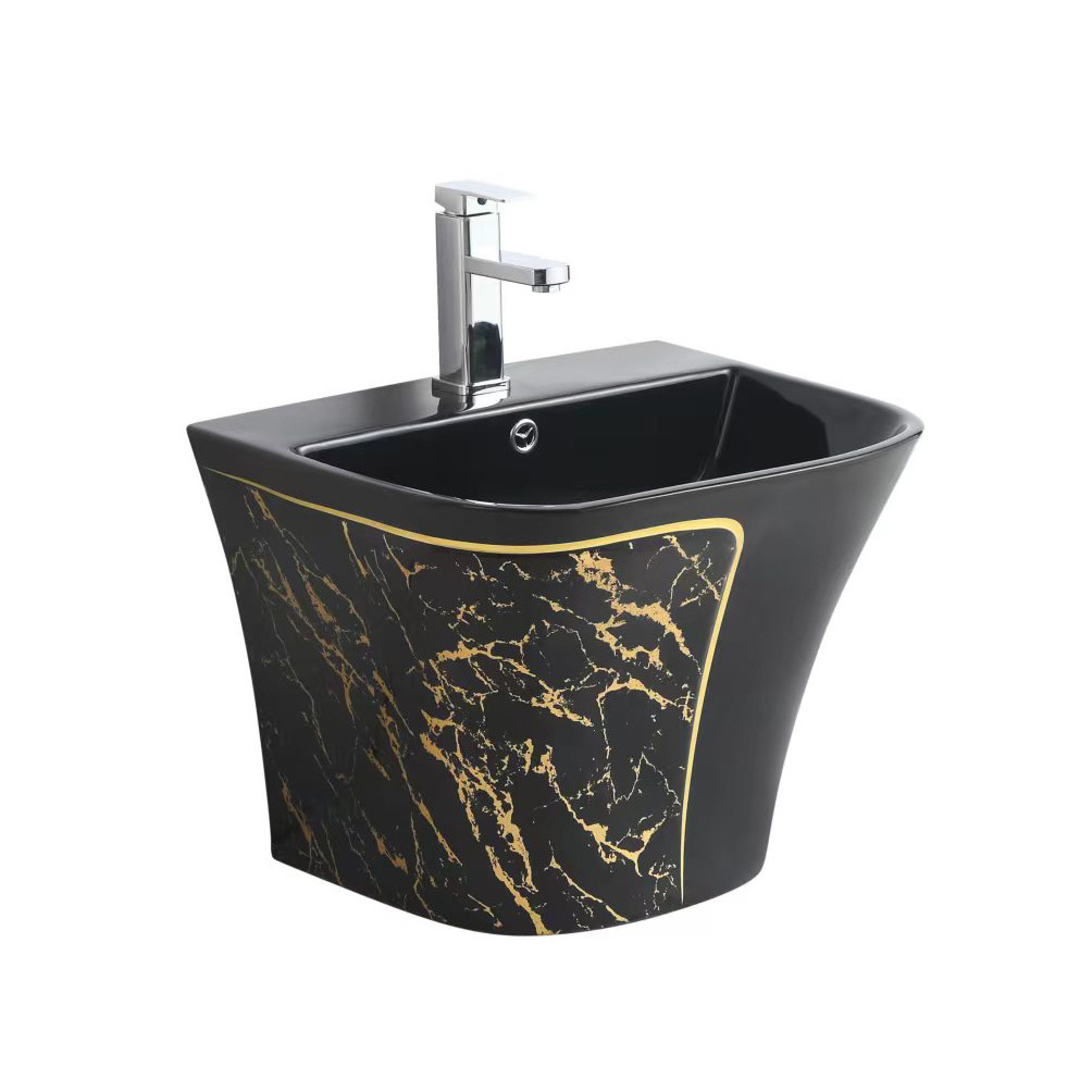 Royal style custom logo porcelain vessel luxury gold wall mounted sink wash basin in bulk