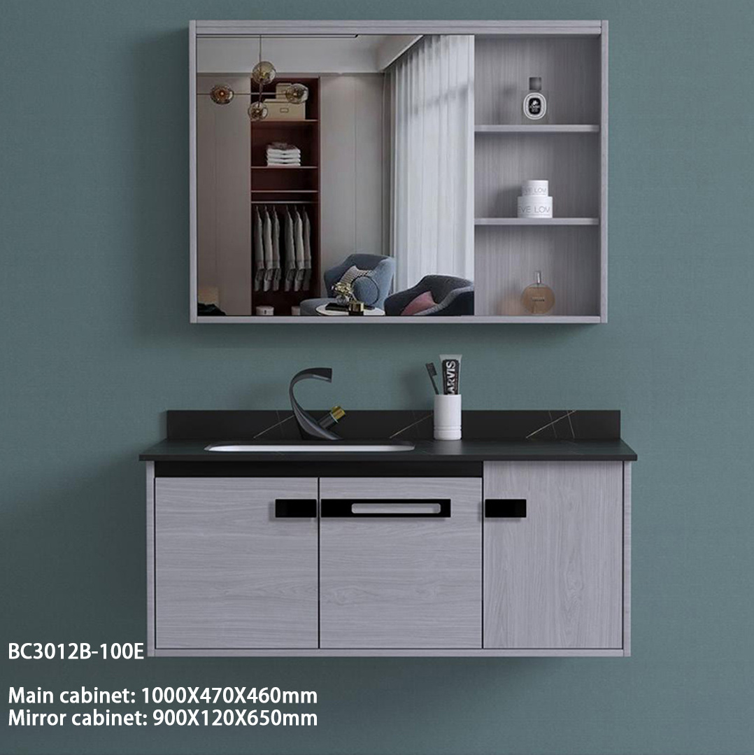 100CM Luxury Vanity Cabinet And Sink Modern Design Artificial Stone Material Wood Bathroom Furniture